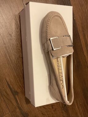 Calvin Klein Taupe Suede Buckle Loafer — Neutral Beige